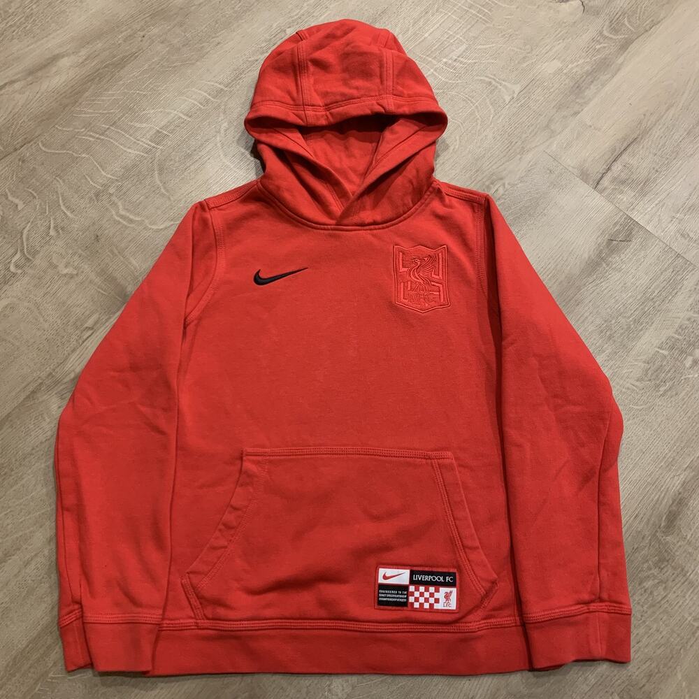 Nike Liverpool FC Club Fleece Pullover Hoodie Sweatshirt Youth Boys Medium M Red